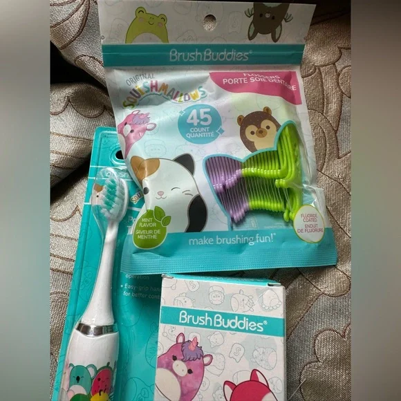 Original Squishmallows electric toothbrush and toothpaste and floss picks NWT - Picture 6 of 10